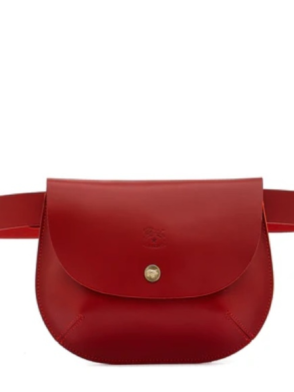 Parione Il Bisonte Red Leather Belt Bag with brass snap